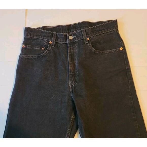 Vintage Levi's 505 Black Jeans 33x32 Regular Fit Straight Leg 90's Light Fade - Picture 9 of 14